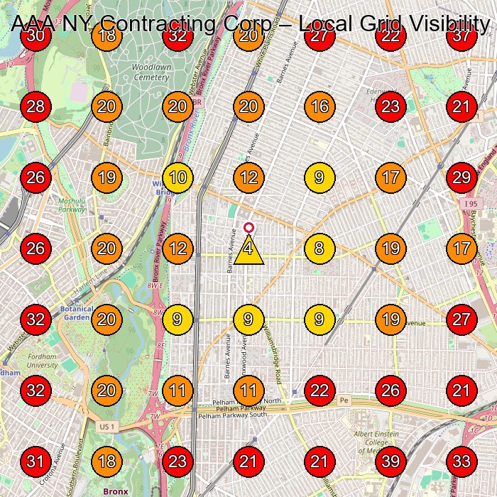 AAA NY Contracting Corp GeoGrid visibility map for Construction Company in Bronx